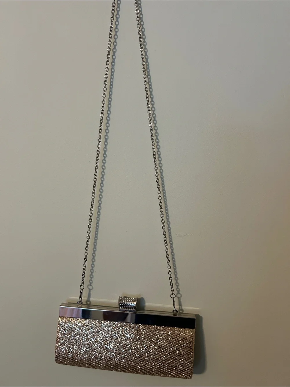 Lulu Townsend Sparkling Gold Mesh Clutch with Chain